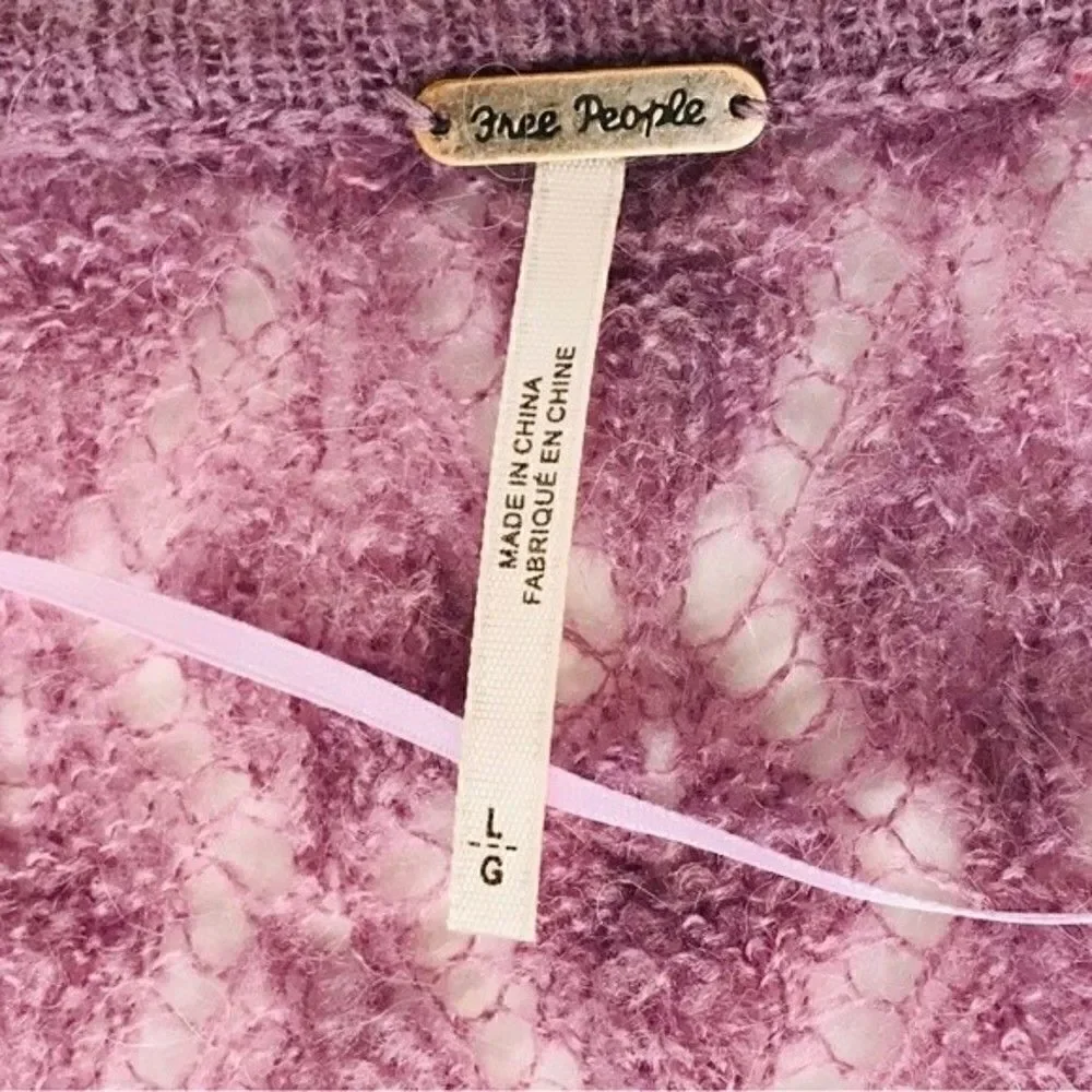 New! Free People Say Hello Wool Alpaca Knit Open Stitch Oversized Sweater
